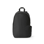 Branded laptop backpack from RPET with ripstop coating, 15.6” black colour front view