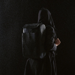 Faux leather backpack with laptop compartment, 20 L black colour ambient view