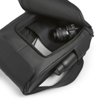 Faux leather backpack with laptop compartment, 20 L black colour third detail view