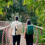 Faux leather backpack with laptop compartment, 20 L green colour second ambient view