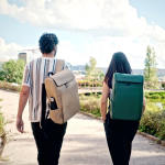 Faux leather backpack with laptop compartment, 20 L green colour ambient view