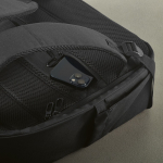 Urban recycled plastic backpack with trolley strap 17” black colour fourth view