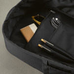 Urban recycled plastic backpack with trolley strap 17” black colour second detail view