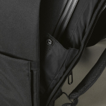 Urban recycled plastic backpack with trolley strap 17” black colour third detail view