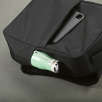 Urban recycled plastic backpack with trolley strap 17” black colour fourth detail view