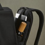 Urban recycled plastic backpack with trolley strap 17” black colour detail view
