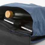 Recycled cotton backpack with synthetic leather details 25 L blue colour third detail view