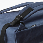 Recycled cotton backpack with synthetic leather details 25 L blue colour detail view