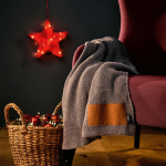 Wool and recycled plastic blanket with personalised patch 270 g/m2 dark grey colour second ambient view