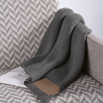 Wool and recycled plastic blanket with personalised patch 270 g/m2 dark grey colour ambient view
