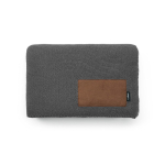 Wool and recycled plastic blanket with personalised patch 270 g/m2 dark grey colour front view