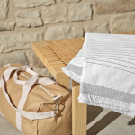 Recycled cotton blanket with stripes 220 g/m2 dark grey colour ambient view