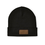 Wool and RPET hat with patch black colour front view