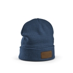 Wool and RPET hat with patch blue colour