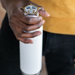 Double-wall recycled steel bottle with wheel lid 750 ml silver colour ambient view