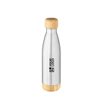 Recycled steel double-wall bottle with bamboo lid 500 ml main view