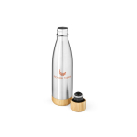 Recycled stainless steel bottle with bamboo lid 750ml silver colour