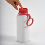 Recycled stainless steel bottle with 360° push-button lid 750 ml red colour fourth view