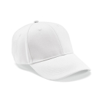 6-panel recycled cotton cap with metal buckle, 280 g/m2 white colour