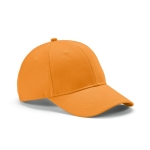 6-panel recycled cotton cap with metal buckle, 280 g/m2 orange colour