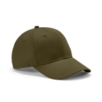 6-panel recycled cotton cap with metal buckle, 280 g/m2 military green colour