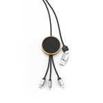 5-in-1 bamboo and eco-plastic charging cable with wireless charging 1m black colour third view