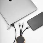 5-in-1 bamboo and eco-plastic charging cable with wireless charging 1m black colour ambient view