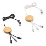 5-in-1 bamboo and eco-plastic charging cable with wireless charging 1m