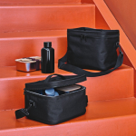 Recycled plastic cool bag with double carry handles 7.5L black colour ambient view