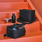 Recycled plastic cool bag with double carry handles 7.5L black colour
