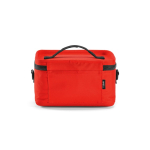 Recycled plastic cool bag with double carry handles 7.5L red colour rear view