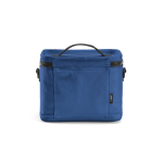 Insulated recycled plastic cool bag with wide opening 10L blue colour rear view
