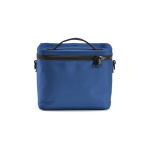 Insulated recycled plastic cool bag with wide opening 10L blue colour front view