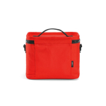 Insulated recycled plastic cool bag with wide opening 10L red colour rear view
