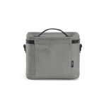 Insulated recycled plastic cool bag with wide opening 10L grey colour rear view