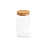 Borosilicate glass food jar with cork lid 1L transparent colour rear view