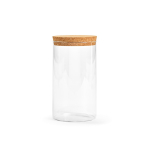 Borosilicate glass food jar with cork lid 1L transparent colour front view