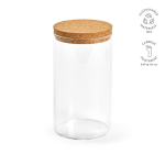 Borosilicate glass food jar with cork lid 1L transparent colour