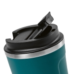 Sustainable thermal mug, recycled steel, 400 ml petrol blue colour fourth view