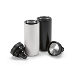 Double-wall recycled stainless steel travel mug 340ml black colour fourth view