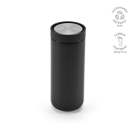 Double-wall recycled stainless steel travel mug 340ml black colour