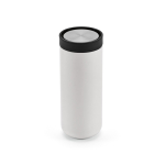 Double-wall recycled stainless steel travel mug 340ml white colour rear view