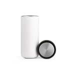Double-wall recycled stainless steel travel mug 340ml white colour front view