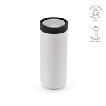 Double-wall recycled stainless steel travel mug 340ml white colour