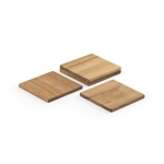 Set of 4 sustainable coasters made from Acacia wood natural colour third view
