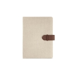 Writing folder made of recycled cotton with fastener, A5 natural colour front view