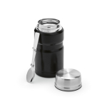 Recycled steel food jar with foldable spoon 740ml black colour second view