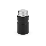 Recycled steel food jar with foldable spoon 740ml black colour rear view