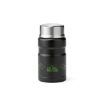 Recycled steel food jar with foldable spoon 740ml black colour