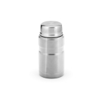 Recycled steel food jar with foldable spoon 740ml silver colour rear view